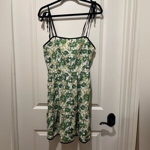 NWOT Cider Sundress Green and White Floral Tie Strap for Spring and Summer